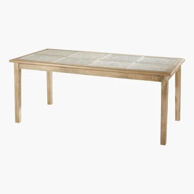 Maisons du Monde Solid Mango Wood and Glass 8-Seater Dining Table W180 Annapurna