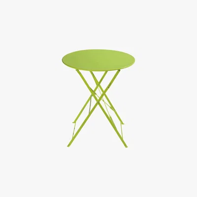 Maisons du Monde Metal folding garden table in lime green D 58cm Guinguette