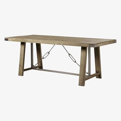 Maisons du Monde Mango Wood and Metal 8-10 Seater Industrial Dining Table W205