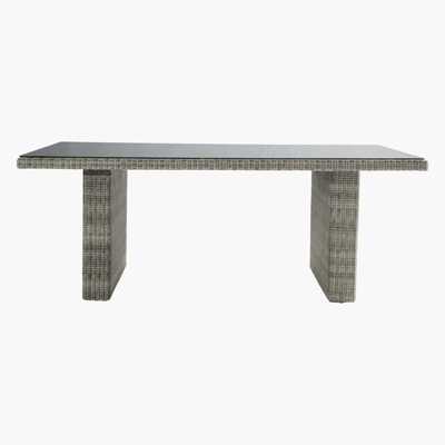 Maisons du Monde Tempered glass and resin wicker garden table in grey W 200cm Cape Town