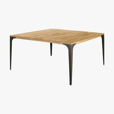Maisons du Monde Pale Mango Wood and Grey Metal Meeting Table W145 Metropolis Pro