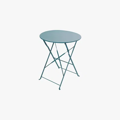 Maisons du Monde 2-Seater Peacock Blue Metal Folding Garden Table W58 Guinguette