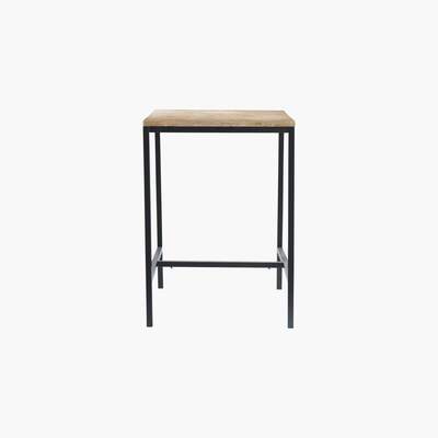 Maisons du Monde Solid Fir and Metal Tall Dining Table in Whitewash Finish L75 Long Island