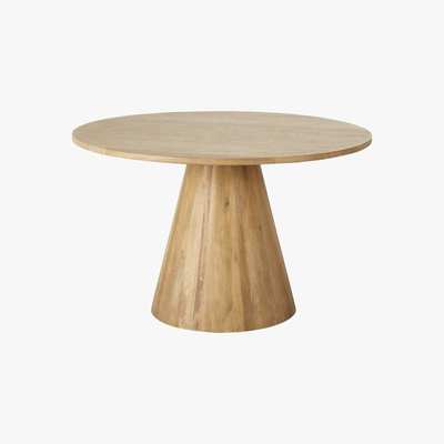 Maisons du Monde Round Whitewashed Solid Mango Wood 5/6-Seater Dining Table D120 Nogobo