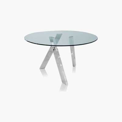 Maisons du Monde Round Glass and Metal 4-Seater Dining Table D130 Strada