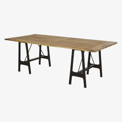 Maisons du Monde Cast Iron and Mango Wood 8-10 Seater Dining Table W220 District