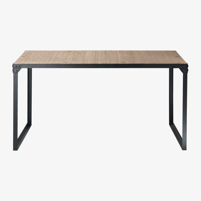 Maisons du Monde Fir and Metal 6/8-Seater Industrial Dining Table L 140