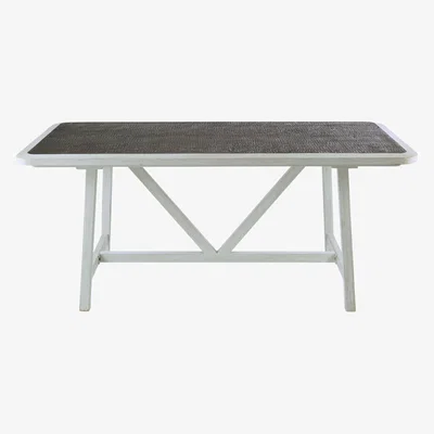Maisons du Monde 8-person dining table in white recycled pine with concrete-style resin level L180cm