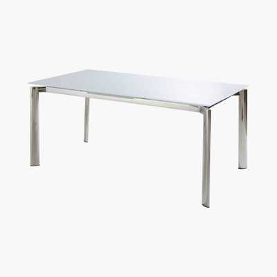 Maisons du Monde 6-8-Seater White Glass and Metal Extendable Dining Table W160-200 Cameron