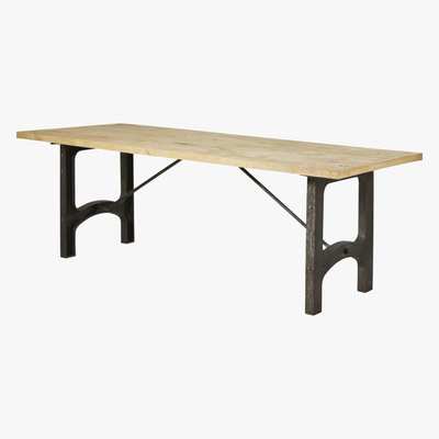 Maisons du Monde Recycled Pine and Cast Iron 8-Seater Industrial Dining Table W220 Shadow