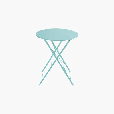 Maisons du Monde Metal folding garden table in turquoise D 58cm Guinguette