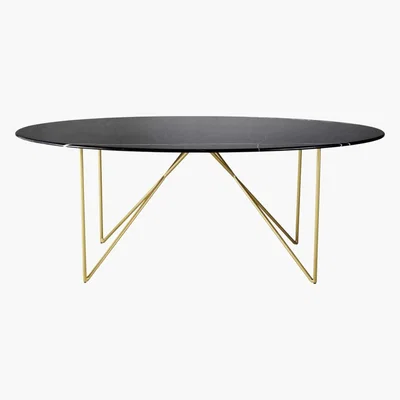 Maisons du Monde Black Marble and Metal 4-6 Seater Dining Table L200 Izmir