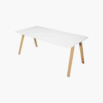 Maisons du Monde White Extendible 8-12 Seater Dining Table W 200-245 cm Ghost