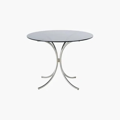 Maisons du Monde Round Smoked Tempered Glass 4-Seater Dining Table D100 Faye