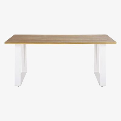 Maisons du Monde Professional quality 6 to 8-seater white aluminium and solid teak outdoor dining table L180cm