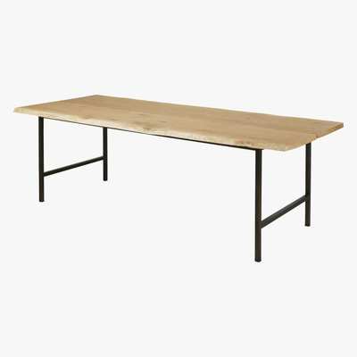 Maisons du Monde Solid Oak and Black Metal 8-Seater Dining Table Magnus