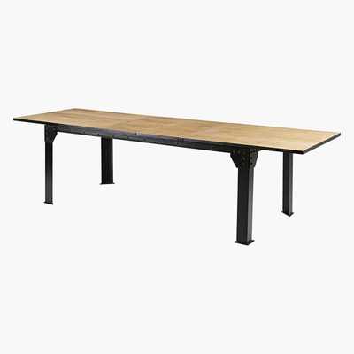 Maisons du Monde Mango Wood and Black Metal Extendible 8-12 Seater Dining Table L200-280 Factory