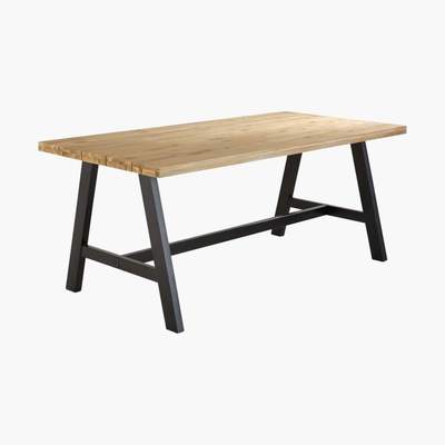 Maisons du Monde Black Metal and Acacia 6-8 Seater Garden Table W 180 cm Countryside