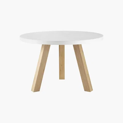 Maisons du Monde White Concrete and Oak 5-6 Seater Dining Table D120 Chuppa