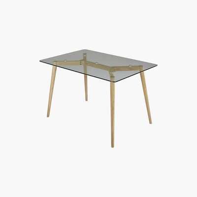 Maisons du Monde Oak and glass dining table L 120 Mirage
