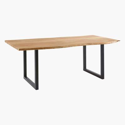 Maisons du Monde Black Metal and Acacia Industrial Dining Table W 200 cm Palissandre