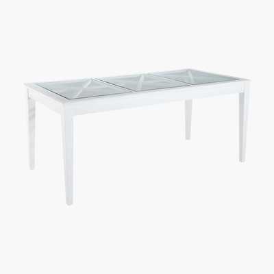 Maisons du Monde 8-Seater White Pine and Tempered Glass Dining Table L 180 cm Newport