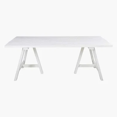 Maisons du Monde White Solid Oak 8/10-Seater Dining Table W200 Savina