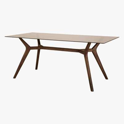 Maisons du Monde Glass and Acacia 8-Seater Dining Table W180 Sterling