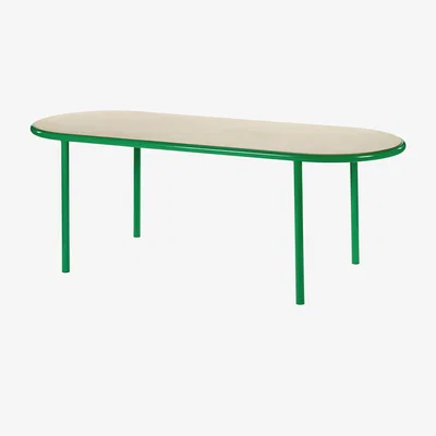 Made in Design Wooden Oval table - / 210 x 80 cm - Oak & steel by valerie objects Green/Natural wood