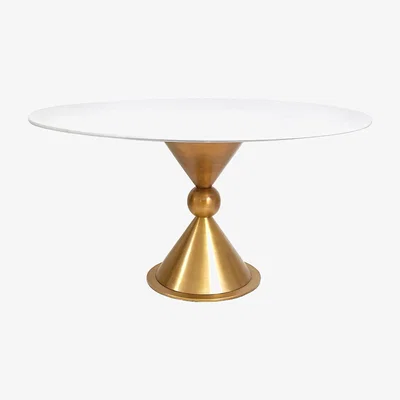 Made in Design Caracas Round table - / Marble & brass by Jonathan Adler White/Gold/Metal