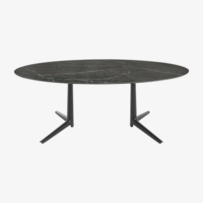 Made in Design Multiplo indoor - Oval table - Ovale - 192 x 118 cm / Marble aspect by Kartell Black