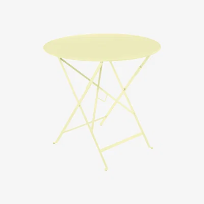 Made in Design Bistro Foldable table - / Ø 77 cm - Hole for parasol by Fermob Yellow