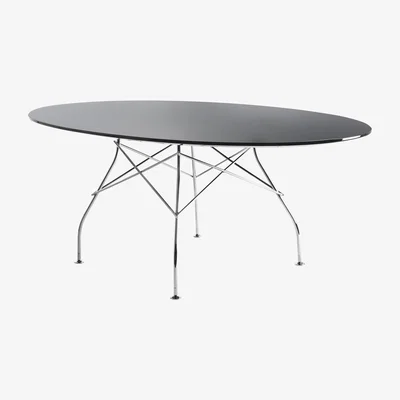 Made in Design Glossy Glass Oval table - Ovale / L 194 cm by Kartell Black