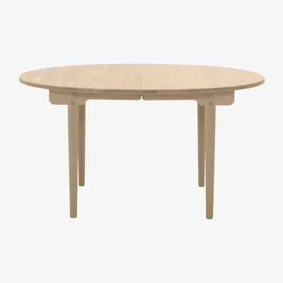 Made in Design CH337 Oval table natural wood / 115 x 140 cm - Wegner, 1962 / 2 extension leaves can be inserted - CARL HANSEN & SON