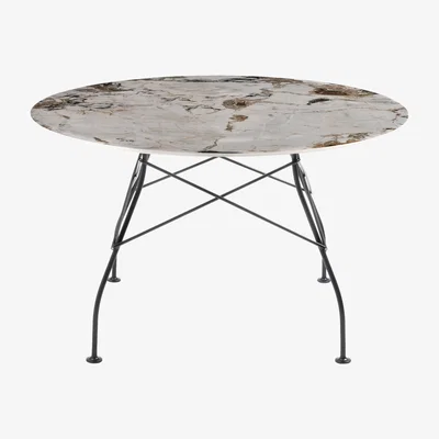 Made in Design Glossy Marble Round table - / Ø 128 cm - Marble-effect sandstone by Kartell Brown/Beige
