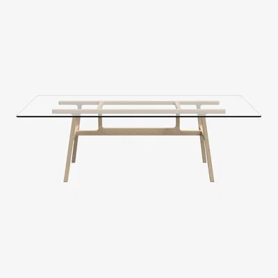 Made in Design Bottegga Rectangular table glass natural wood / 220 x 100 cm - 6 people - Kristalia