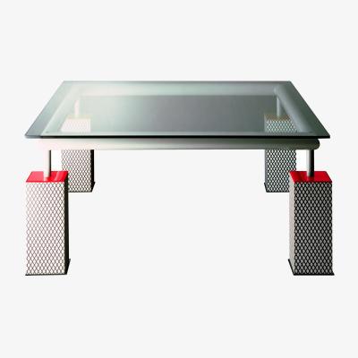 Made in Design Square table Mandarin glass / Glass - By Ettore Sottsass, 1981 / 160 x 160 cm - Memphis Milano