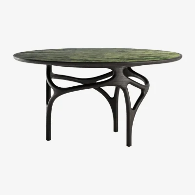 Made in Design Cena INDOOR Round table stone green / Ø 150 cm (8 people) - Marble Tray - MORPHO