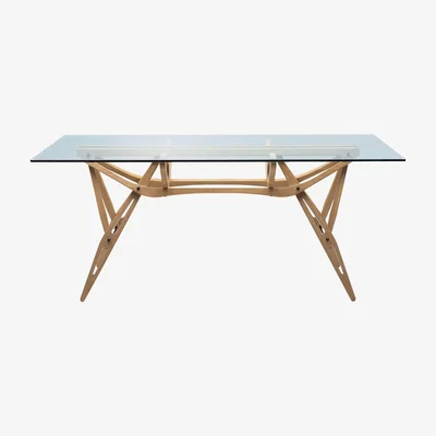 Made in Design Reale Rectangular table - Wood & Glass - 90 x 200 cm by Zanotta Transparent/Natural wood