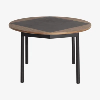 Made in Design Tavla Round table - / Ø 120 cm - Walnut inlay by Petite Friture Natural wood