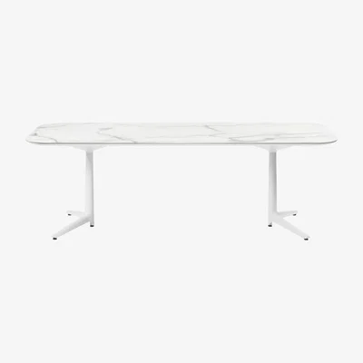 Made in Design Multiplo indoor/outdoor - Rectangular table - Marble effect - 180 x 75 cm by Kartell White