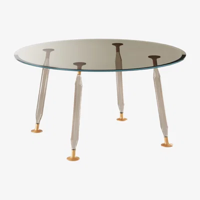 Made in Design Lady Hio Round table - / Glass & metal - Ø 130 cm by Glas Italia Grey