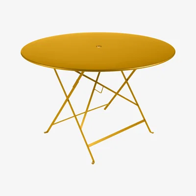 Made in Design Bistro Foldable table - Ø 117 cm - 6/8 people - Umbrella Hole by Fermob Yellow/Orange
