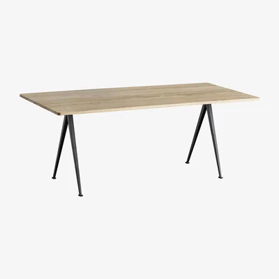 Made in Design Pyramid n°02 Rectangular table - / 190 x 85 cm - Re-issue 1959 by Hay Black/Natural wood