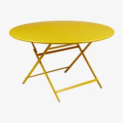 Made in Design Caractère Foldable table - / Ø 128 cm / 7 people by Fermob Yellow