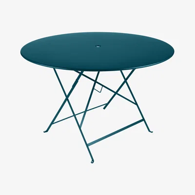 Made in Design Bistro Foldable table - / Ø 117 cm - Parasol hole by Fermob Blue