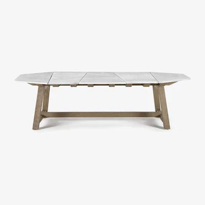 Made in Design Rafael Octogonal Rectangular table - / 264 x 154 cm - Marble & sanded teak - 10 people by Ethimo White