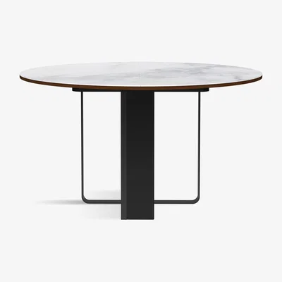 Made in Design Felice Extending table - / Ø 130 to L 230 cm - Marble-effect ceramic & rosewood by RED Edition White