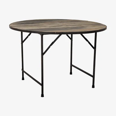 Made in Design Louis Foldable table - / Ø 120 cm - Recycled reclaimed wood by Bloomingville Natural wood
