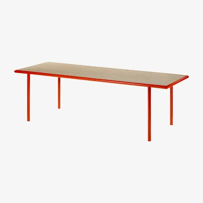 Made in Design Wooden Rectangular table - / 240 x 85 cm - Oak & steel by valerie objects Red/Natural wood